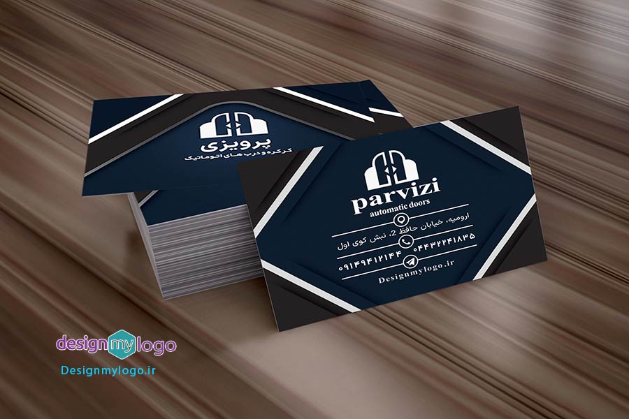 طراحی و چاپ کارت ویزیت کرکره و درب های اتوماتیک پرویزی