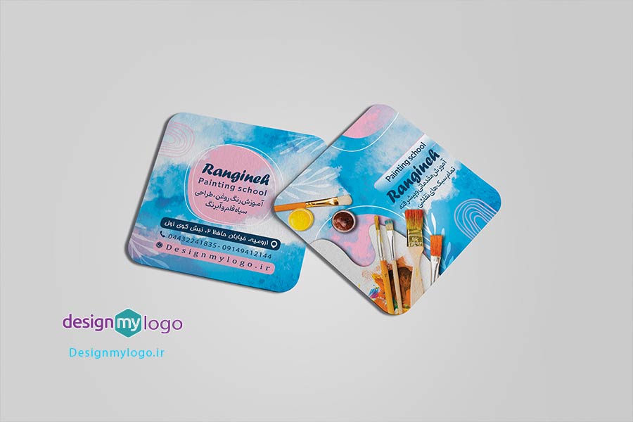 طراحی و چاپ کارت ویزیت آموزشگاه نقاشی رنگینه