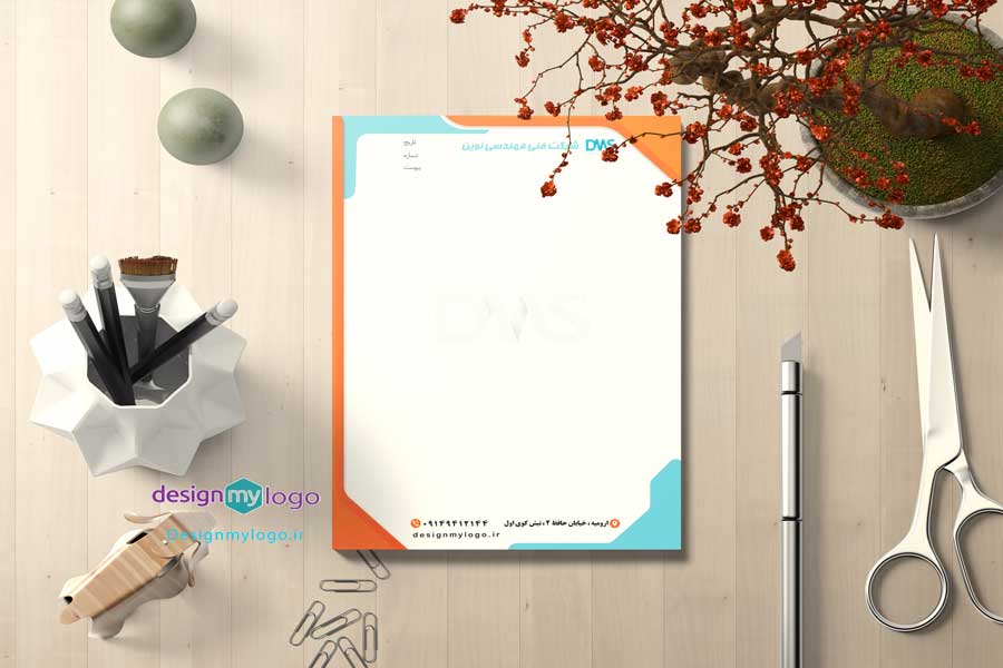 طراحی و چاپ سربرگ شرکت فنی مهندسی نوین